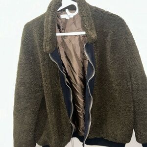 Green teddy bomber jacket